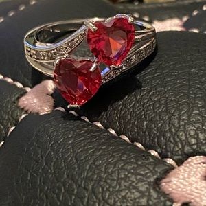 925 Sterling Silver Double Heart Ring